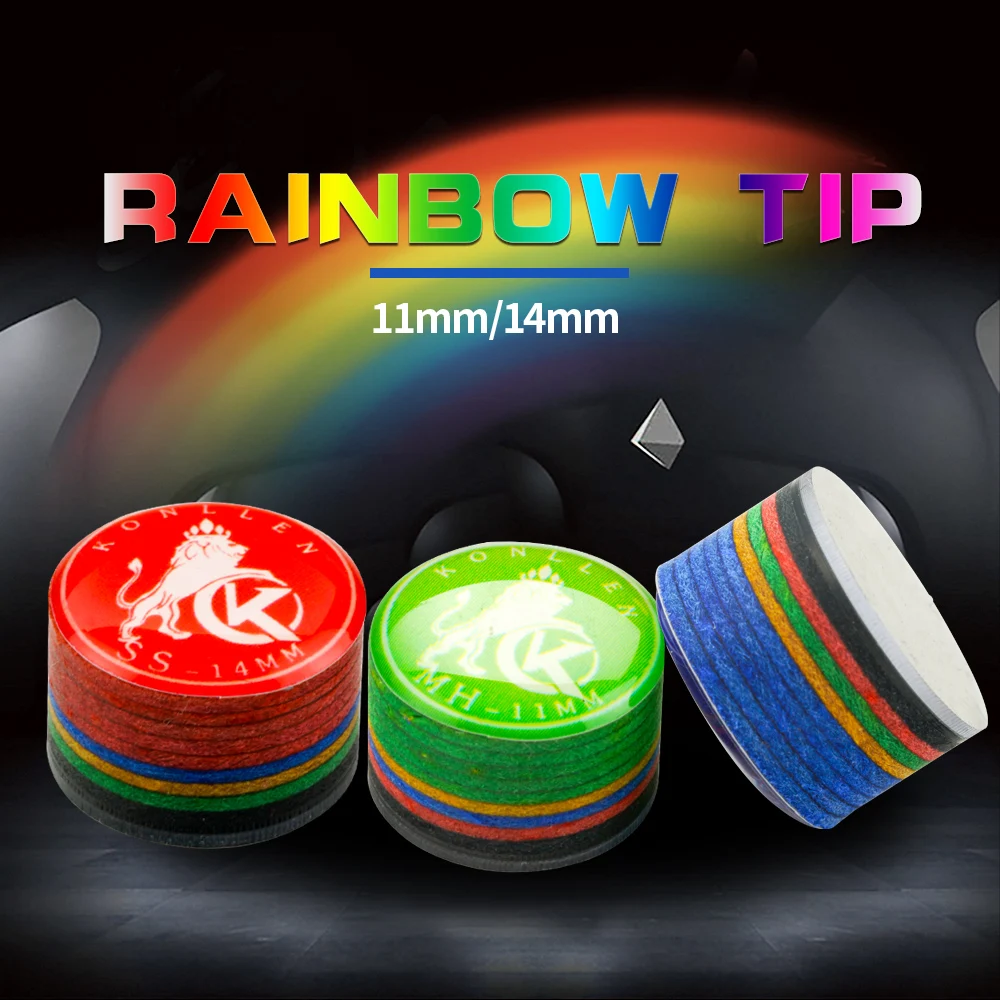 

KONLLEN Cue Tip Billiards Rainbow Tips With Clear 11/14mm 9 Multiple-Layers Snooker Cue Billiards Pool Cue Billiard Accessories