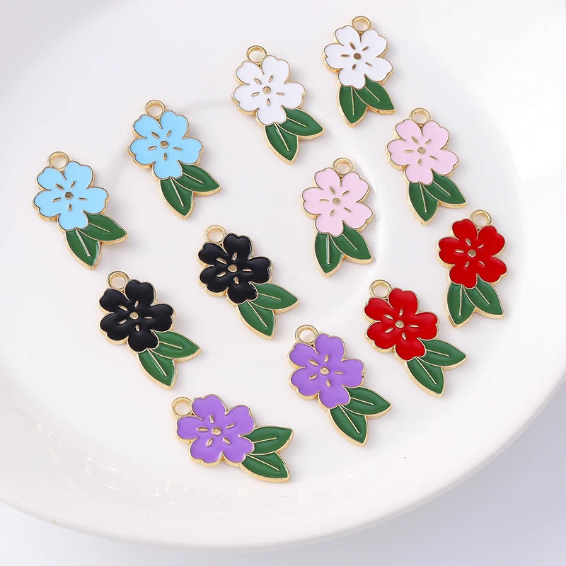 Duarte 20 Pz/lotto Carino Smalto Sakura Fiore Pendenti con Ciondoli per la Produzione di Gioielli Orecchini Collane Braccialetto Artigianato FAI DA TE Accessori