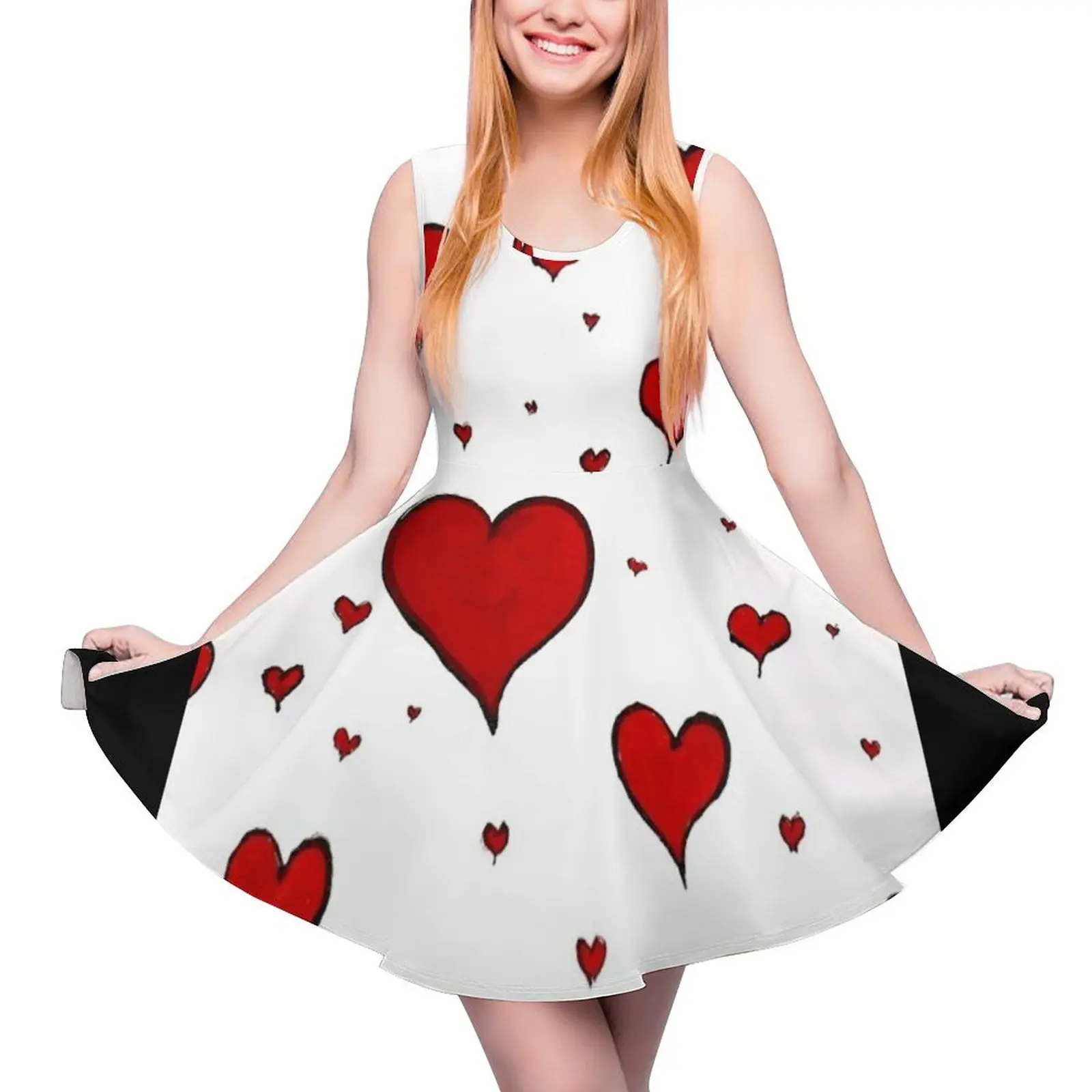 Valentine Heart Pattern Sleeveless Dress chic and elegant evening dress dress women summer beach dresses