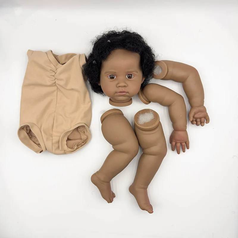 

NPK 22'' Lifelike Unfinished Dark Skin Reborn Doll kit painted Doll kit Doll parts with Hand Rooted Hair