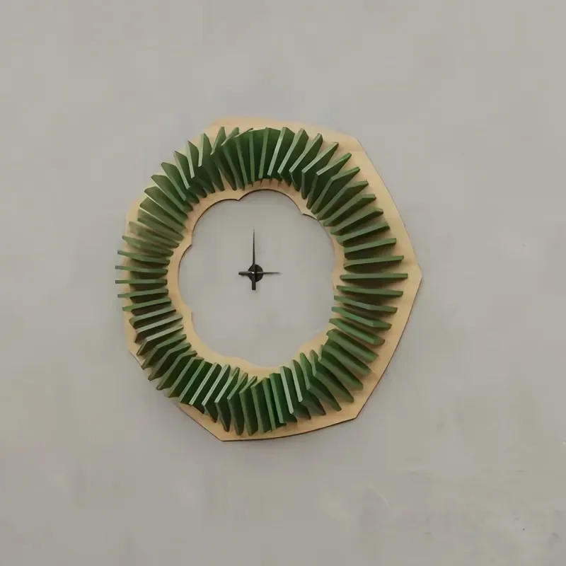 Modern Colored Round Wooden Wall Clock Plastic Art Carving Decoration for Workshop Bar Designer Cafe Barber Shop