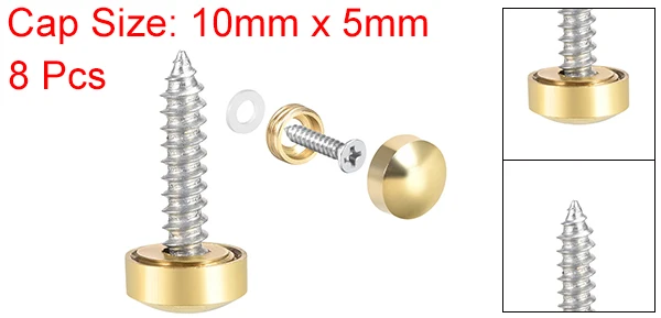 Uxcell 2/4/8 Stück 10/12/14/18/22/25mm Spiegelschrauben Dekorative Kappenabdeckung Nägel Poliertes Gold Silber – Detail 12