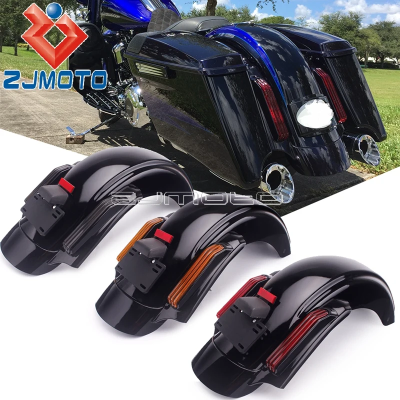 

LED Rear Light Indicator CVO Fender System Extension Fascia Set For Harley Touring 2013-2022 Road King Glide FLHR FLTRX FLTRU 21