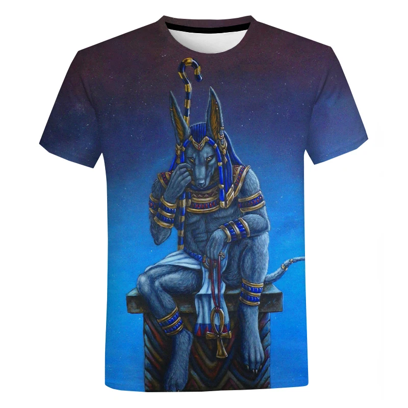 Vintage Anubis Black Egyptian Art 3D Printed T-shirt Men Women Casual Short Sleeve Ancient Egypt Classical T Shirt Tee Tops