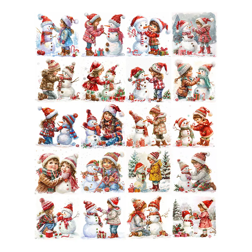 Christmas Girl Snowman Stickers Pack Varied for Kid Crafts Scrapbooking Luggage Notebook Car Aesthetic Decoration Graffiti Decal