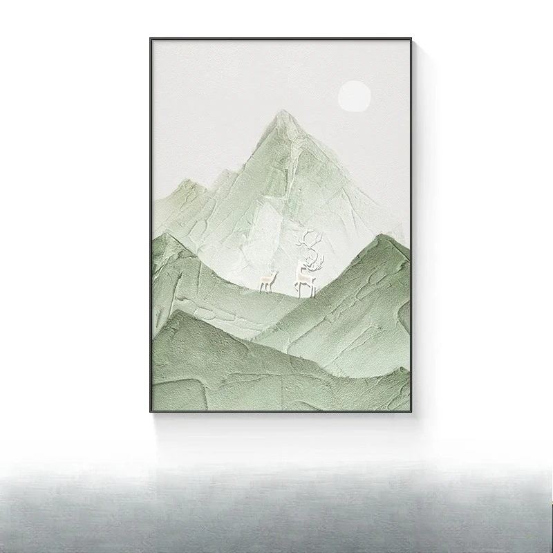 

Cream style living room decoration painting small fresh sofa background wall floor painting texture