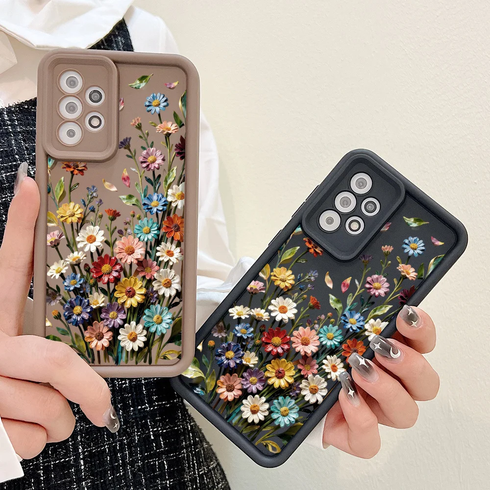 Flowers Case For Samsung A57 A37 A56 A36 S26 Ultra S25 S24 Plus S23 FE S22 Case A55 A07 A17 A16 Soft Shockproof Matte Back Cover