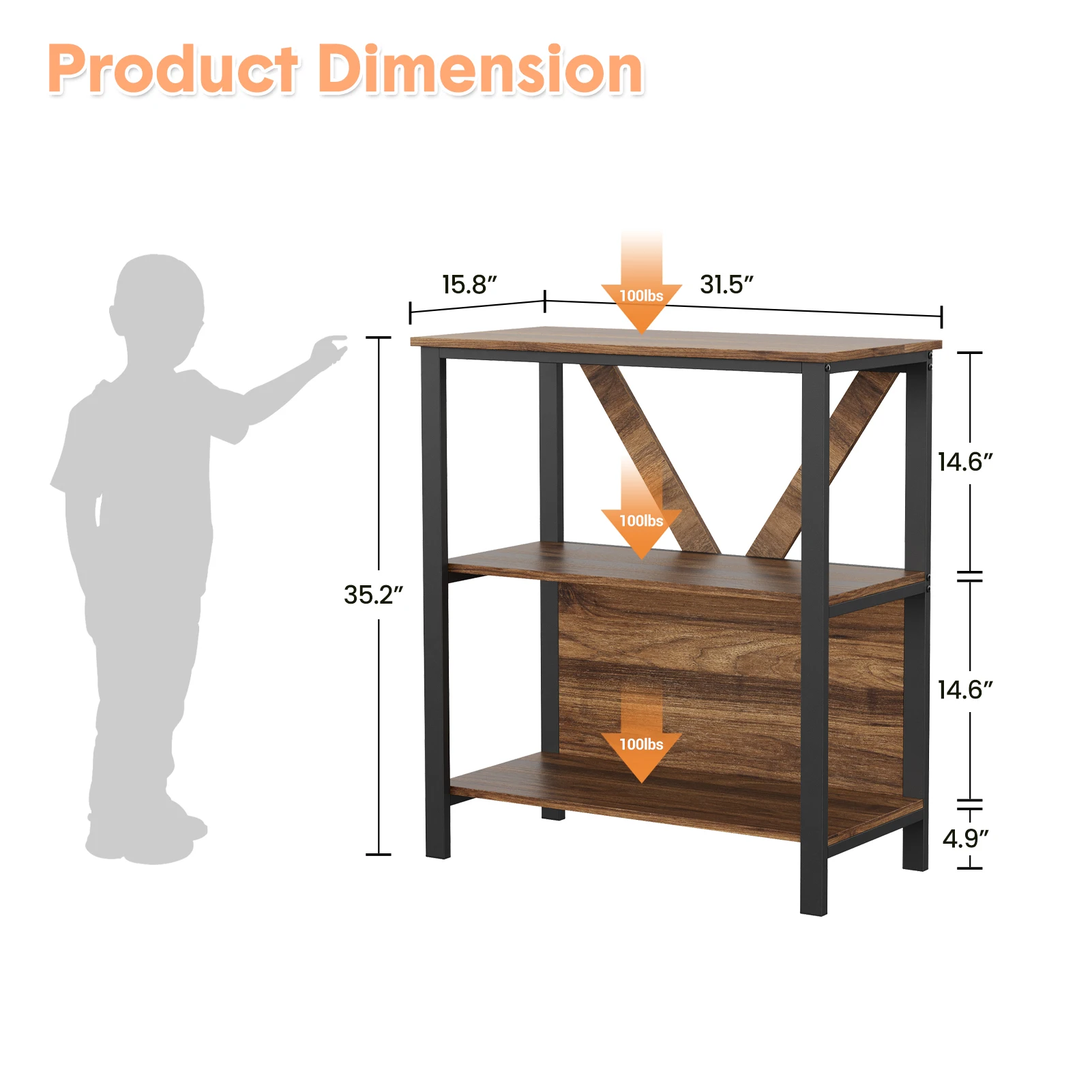 Bookshelf with LED Lights, Industrial Bookcase with Dimmable RGB Lighting, 3/4/5-Tier Freestanding Wood and Metal Display Shelf for Living Room, Home Office, Rustic Brown or Gray Finish