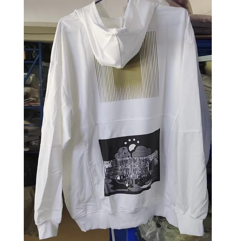 

White Heavyweight Sunset Print Cavempt Hooded Sweatshirt Casual Oversized Men Women Hoody Pullover Top