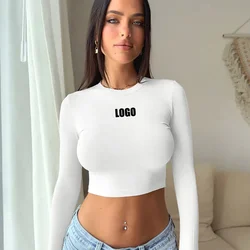 Custom LOGO2024 populaire dameskleding Sexy Spice Girls Ronde Hals Slanke Navel Lange Mouw T-Shirt Dameskleding