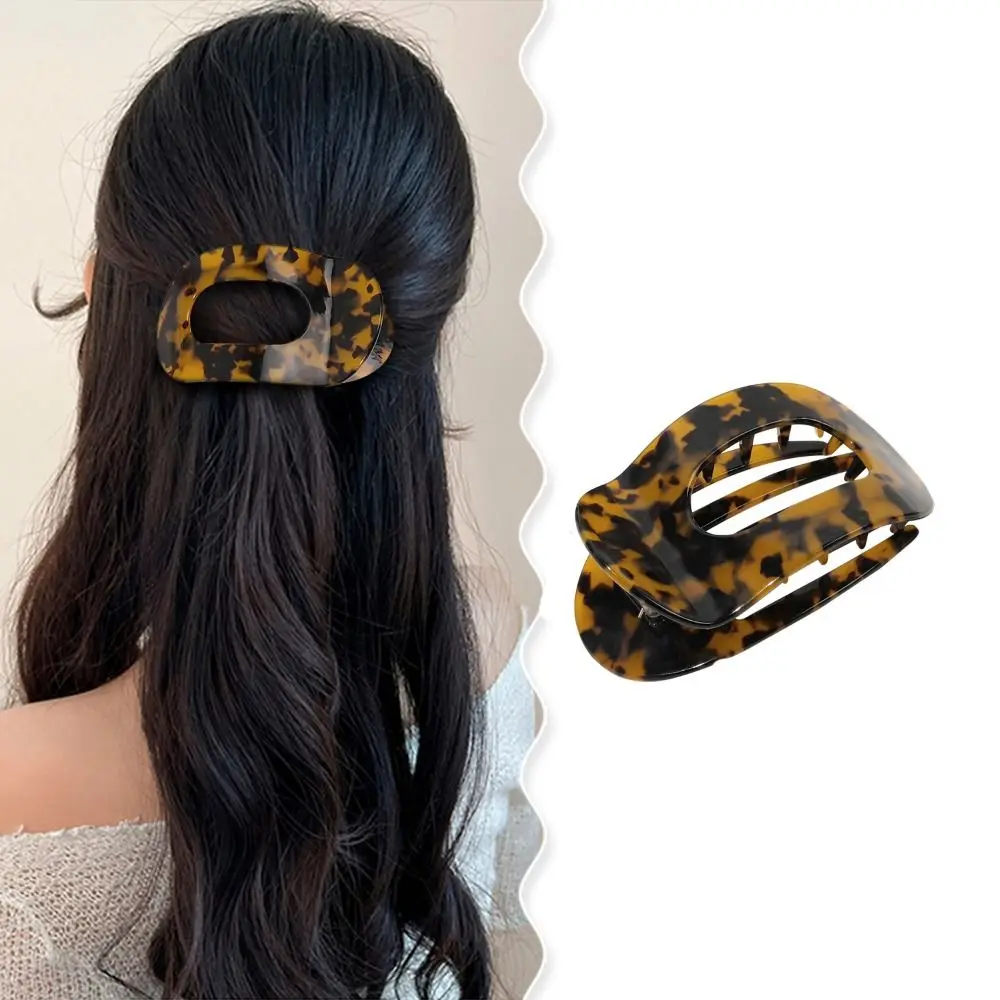 

Elliptic Shape Leopard Hair Claw Hair Accessories Candy Color Acetic Acid Hair Clip Kroean Style Headwear Acetate Barrettes