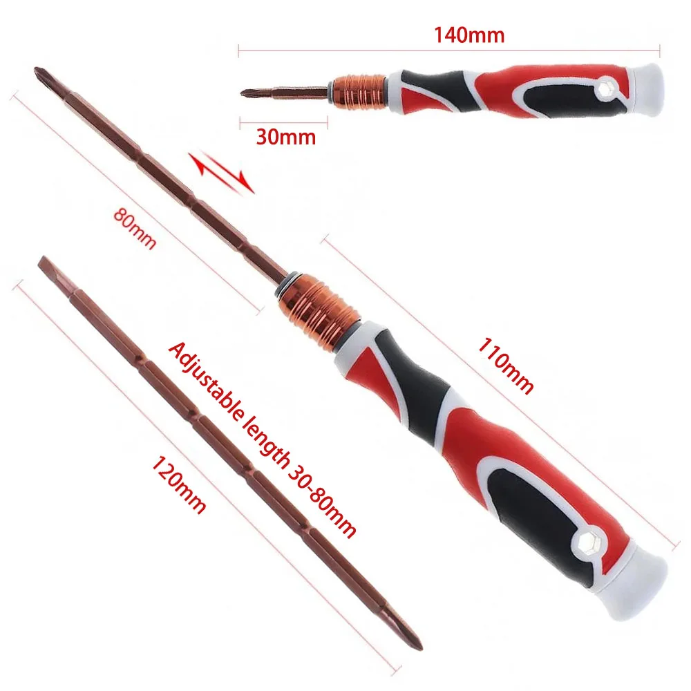 3.0mm S2 Steel Removable Screwdriver 2 In 1 Dual Head Adjustable Dual Purpose Tool Equipped With Phillips Slot And Slotted