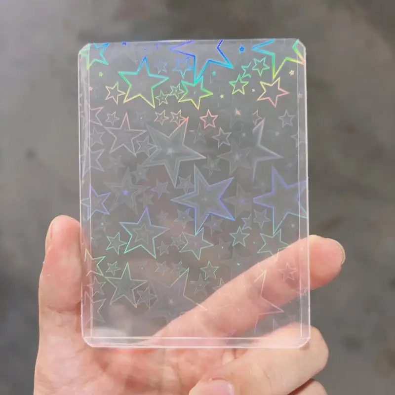 10 Stück holografische, transparente Laser-Fotokartenhüllen, wasserdichter PVC-Kartenschutz für Kpop-Idol-Fotosammlungen, DIY-Scrapbook-Dekoration – Detail 4