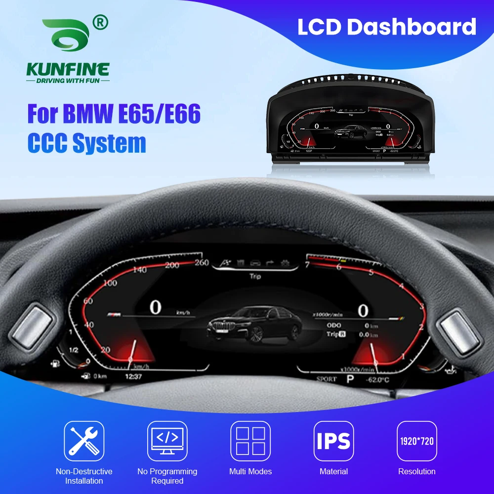 

Cluster Dashboard For BMW 7 Series E65 E66 CCC System Speedometer Digital LCD Instrument Panel 12.3 Inch Latest Tachometer