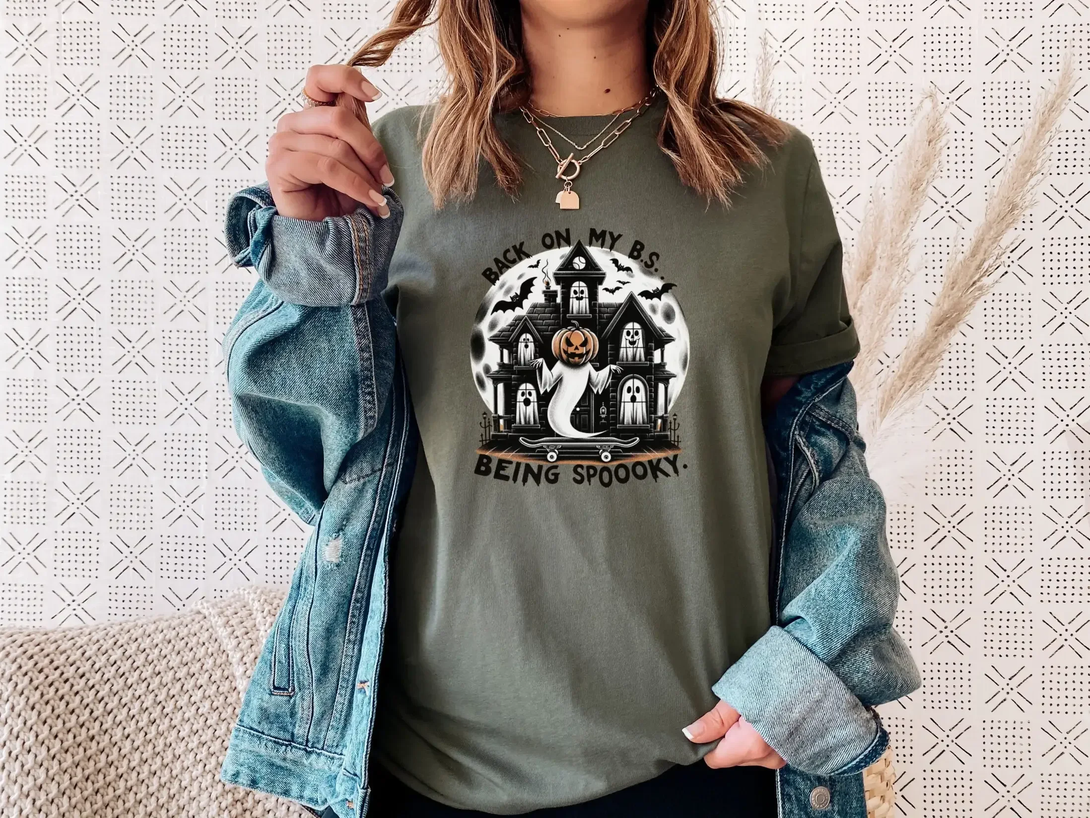 Being Spooky T Shirt Cotton Halloween Scary House Haunted Fall Mom Ghost