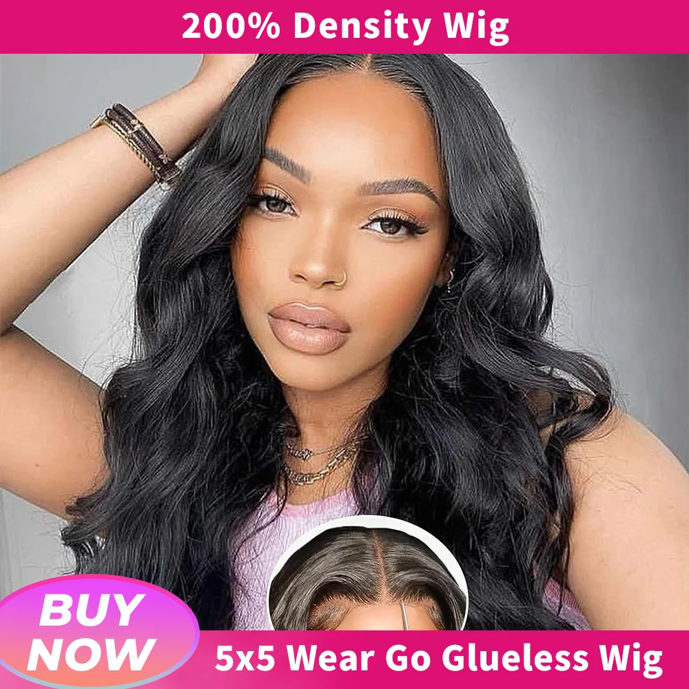 

Body Wave Glueless Wig Human Hair 5x5 Lace Closure Wigs 200 Density Pre Plucked Brazilian 13x4 Lace Front Wigs For Women