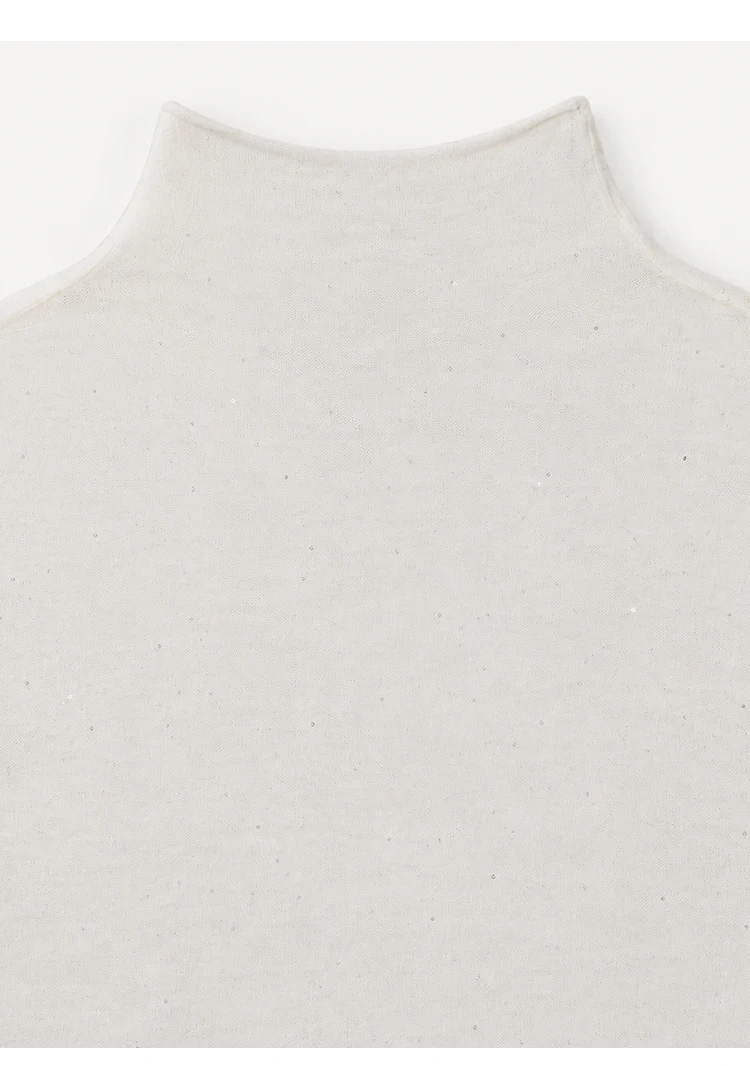 BY3521261 Damen Kaschmir-Mischgewebe Langarm-Strickshirt mit Stehkragen, Glitzergarn, Slim Fit, Leichtgewichtig, Herbstliches Alltags-Oberteil – Detail 15