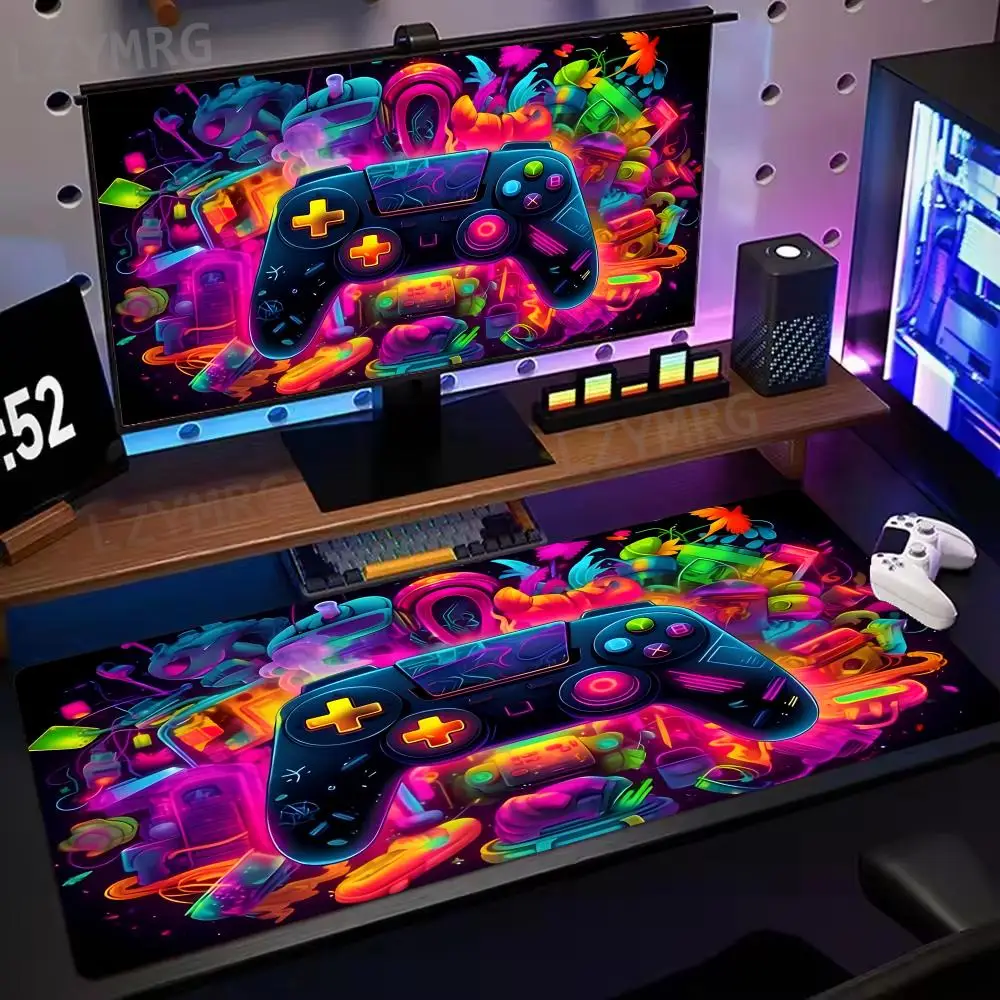

Vibrant Game Controller Design Mouse Pad Large Rubber Non-slip Desk Accessories Mousepad for Office and Gamer Keyboard Decor Mat