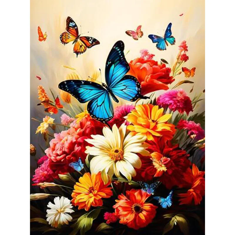 AB Diamond Diamond Painting A bunch of colorful flowers and butterflies Embroidery Kit Wall Decoration Hanging Painting