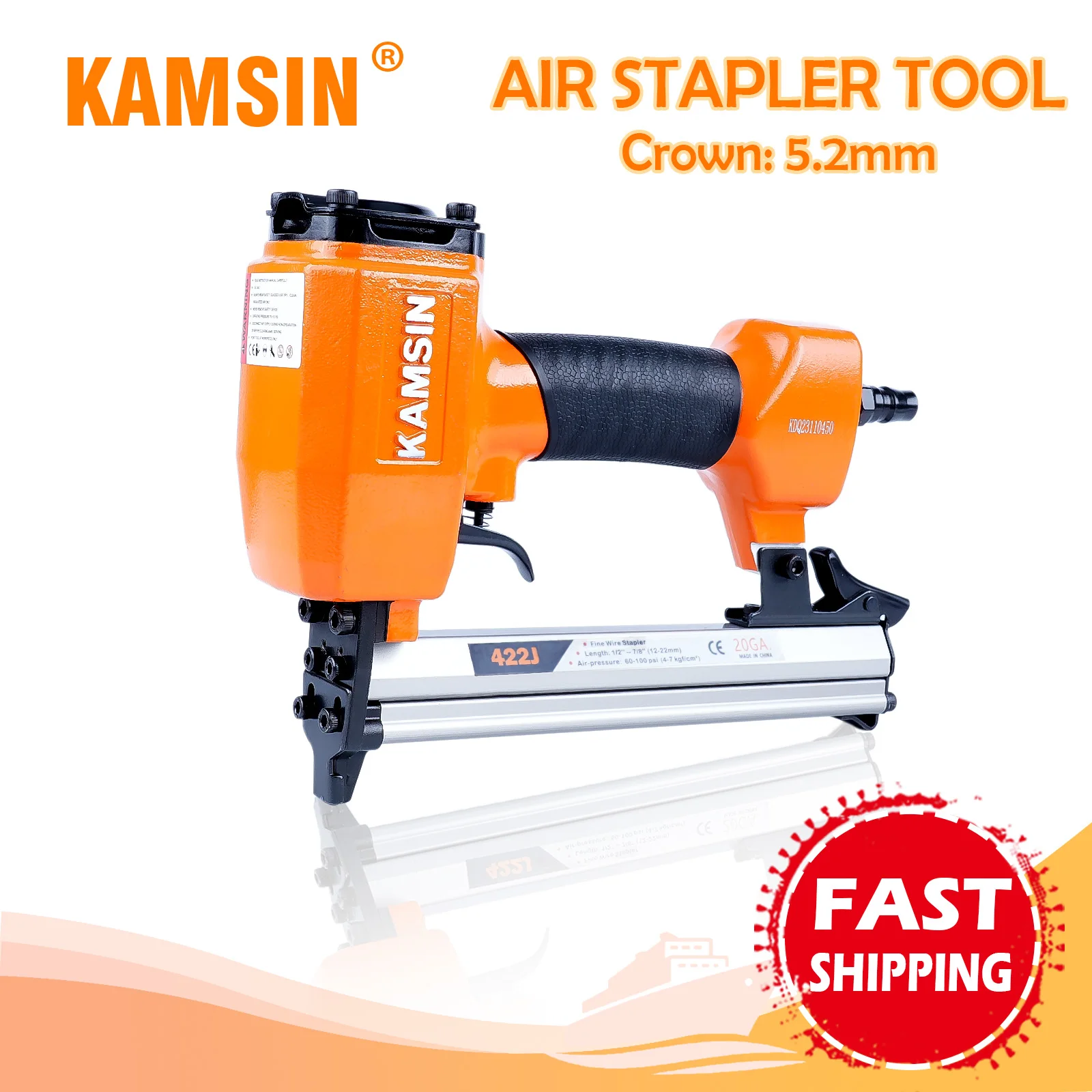 KAMSIN K-422J 20 Gauge Pneumatic Industrial Fine Wire Stapler,Ergonomic Design Air Power Upholstery Tool for  Woodworking