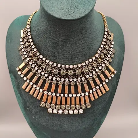 Vintage Luxury Heavy-duty Inlaid Crystal Rhinestone Short Necklace Exaggerated Sweater Chain Fashion Women Jewelry 0123