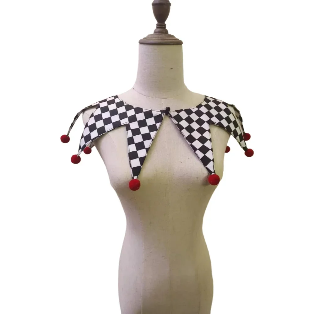 Collar de payaso colorido de diseño original, collar característico de actuación de Halloween, cuento de hadas, circo, bolas de pelo grandes, collares falsos