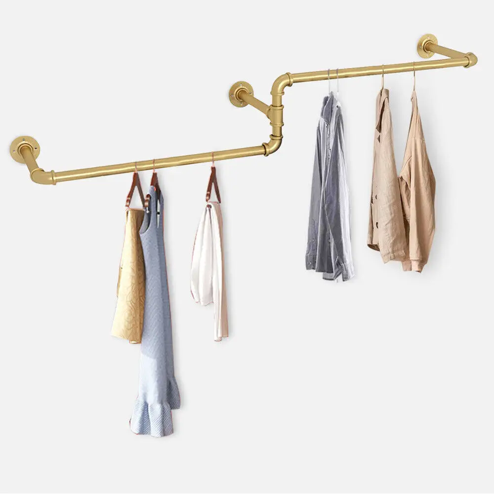 Clothes Rail Clothing Hangers Cloth Rack Stand Iron Pipe Wall Mounted Hanging Rod Home Organizer And Space Store