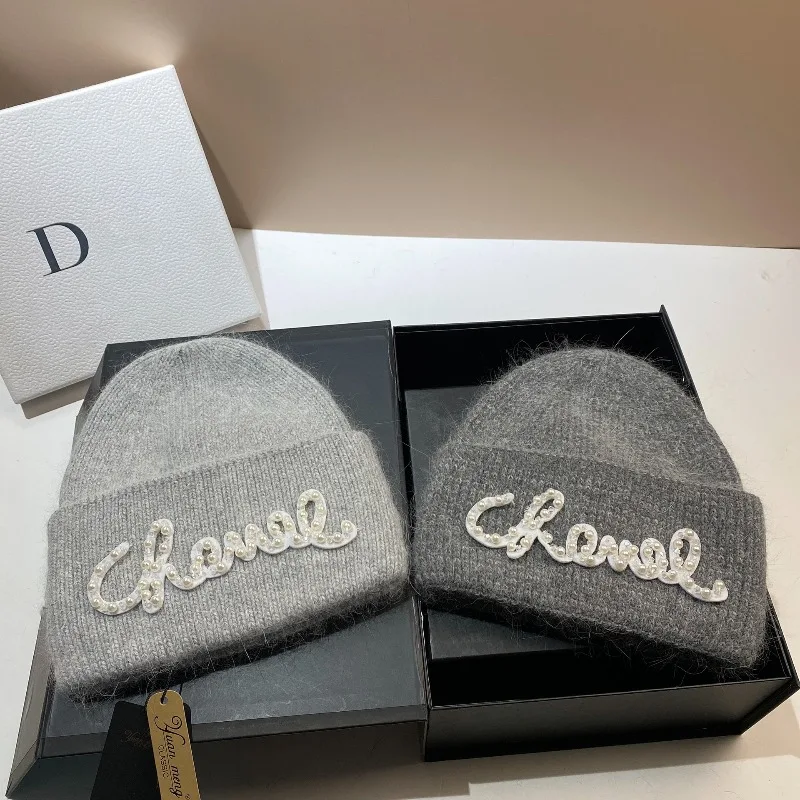 Bonnet ample 2025 pour femmes hiver chaud mélange de fourrure de lapin mignon tricot chapeau mode temps froid casquette doux extensible livraison gratuite ​