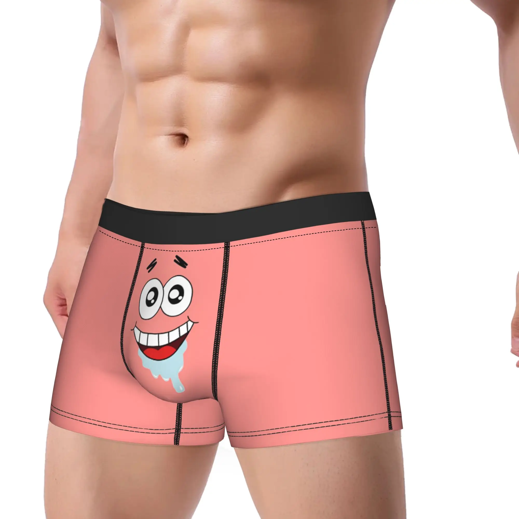 SpongeBobs Pink Gradient Patrick Face Underwear  Breathable Panties Pattern Shorts Briefs For Men 3D Pouch Plus Size Trunk