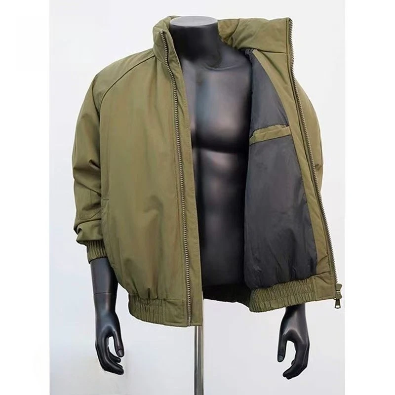 2026 Men Zip Up Padded Jacket, Autumn Winter Outdoor Warm Loose Streetwear Solid Stand Collar Casual Outerwear
