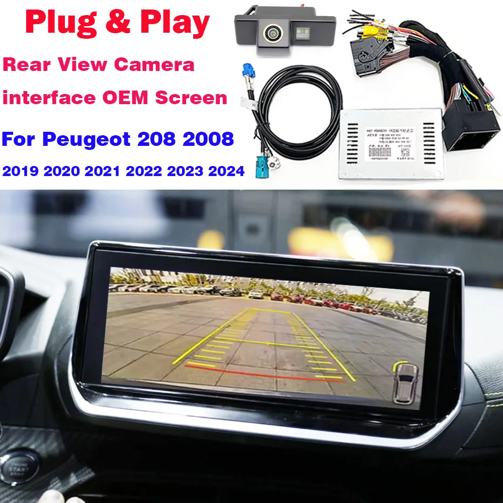 HD-Rückfahrkamera für Peugeot 208 2008 2019~2024 10,25-Zoll OEM-Bildschirm Plug-and-Play Auto-Einparkhilfe Rückfahrkamera