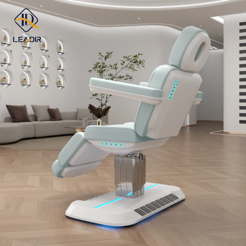 Leadir Beauty Salon Electric White or Blue Oem Facial Beauty Salon Equipment Furniture Bed Chair Spa Massage Bed