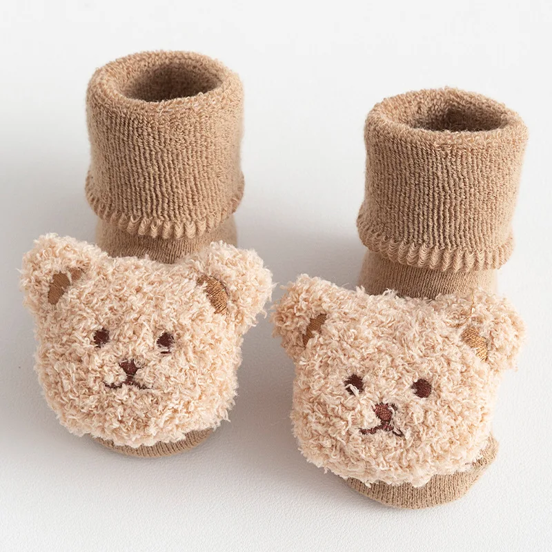 Newborn Baby Socks For Girls Boys Cute Cartoon Toddler Socks Anti Slip Winter Thick Warm Soft Indoor Floor Fleece Sock 0-3Years