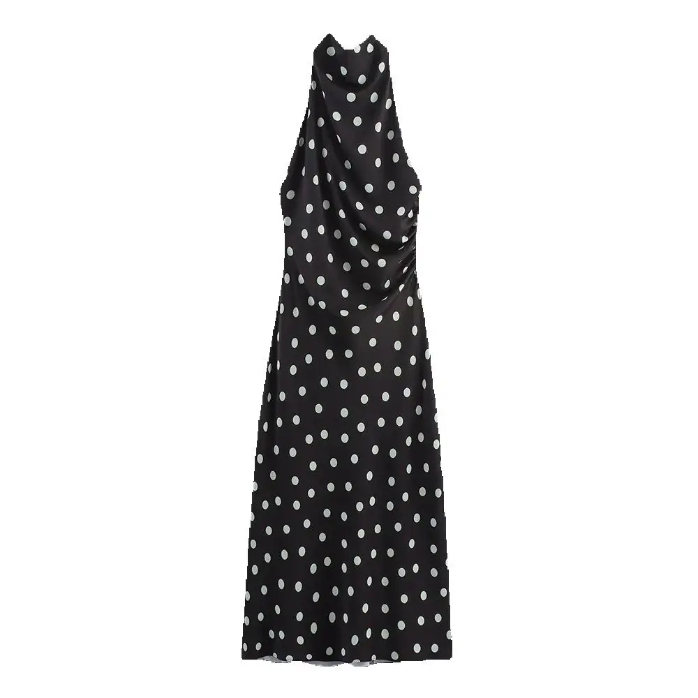 Europäischen und Amerikanischen stil frauen herbst neue mode polka dot muster seide textur MIDI kleid