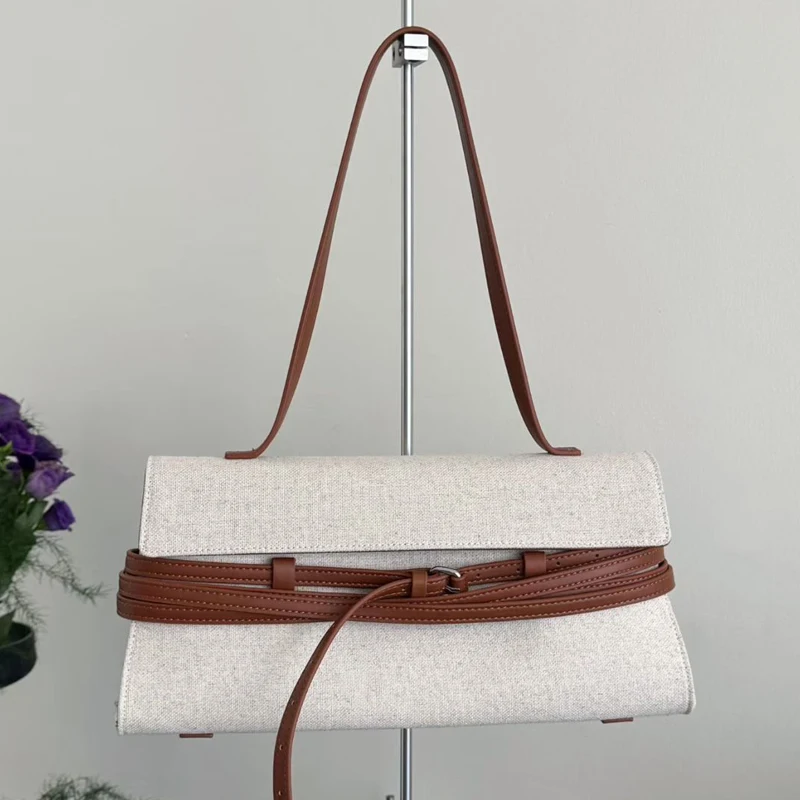

Classic Tie Me Canvas Shoulder Bags For Women Luxury Designer Handbags Purses 2026 New In PU Strap Small Cloth Underarm Shoulder