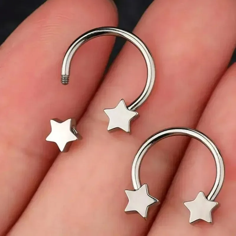 パンクステンレス鋼馬蹄鼻ピアス星型セプタム鼻リング女性のためのヴィンテージ Y2K 鼻孔ボディファッションジュエリー