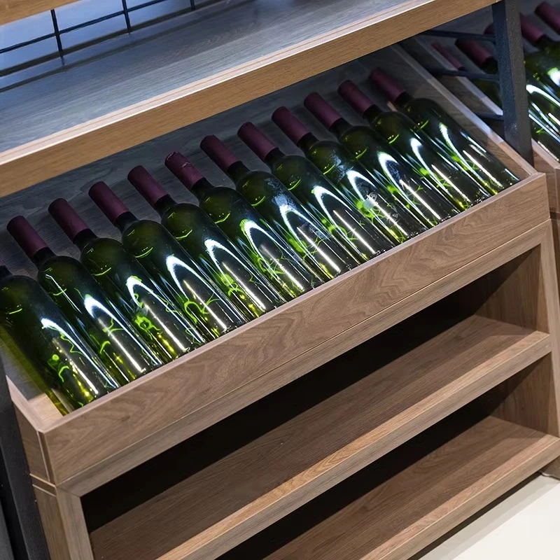 Lemari pajang kayu untuk botol - Wine Beer Supermarket ulasan dan harga