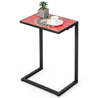 Ceramic side table C-Shaped plate Metal Frame Sofa Table coffee Table living room Terrace Garden & Balcony