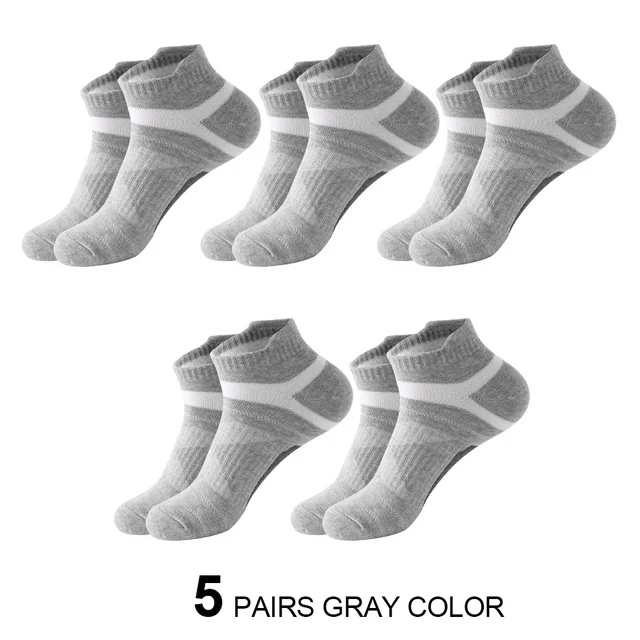 5 Paar hochwertige Socken für Herren, Sommer, Outdoor, lässig, Baumwollsocken, kurze, atmungsaktive schwarze Söckchen, Laufen, Sportsocken, Größe 38–45