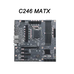 C246 M-ATX Server Motherboard 4 LAN 8 SATA Dual NVMe DDR4 Pure ECC vPro 9 Phase Power