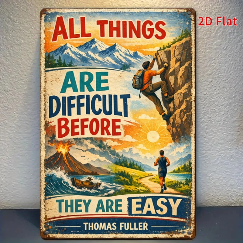 CIFBUY Motivational Aluminum Wall Art Waterproof Durable Climbing Sign for Home Gym Office Athletes Gift