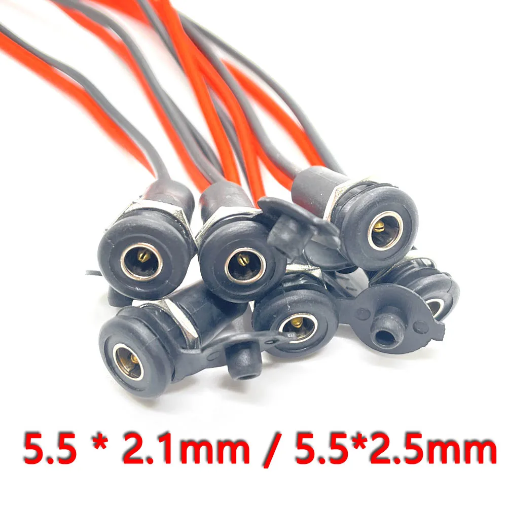 1pcs  5.5 * 2.1 5.5*2.5mm With Cable Wired DC power Female DC Socket High Current All Male Female Power Plug Connector