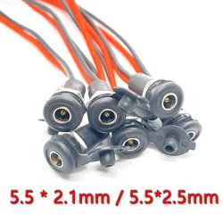 1pcs 5521 5525 With Cable Wired DC power Female 5.5 * 2.1 5.5*2.5mm DC Socket High Current All Male Female Power Plug Connector