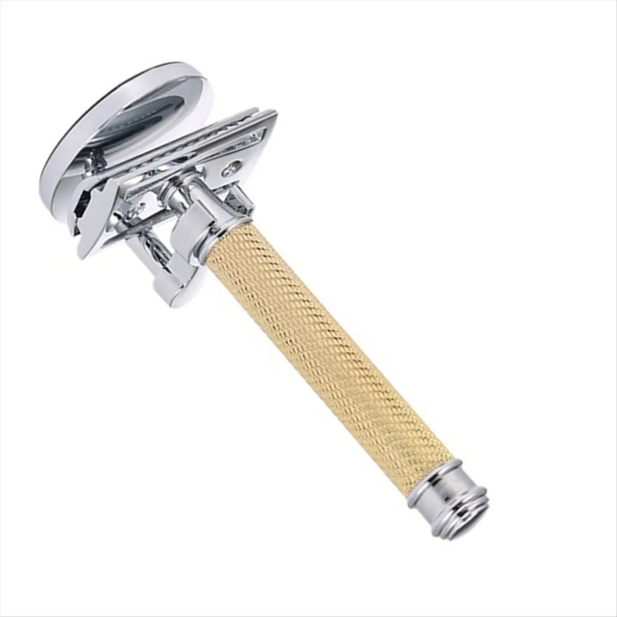 (A75U) Gold Adjustable Double Edge Classic Safety Razor Man Shaving Razor with Base Cutter Head Cover