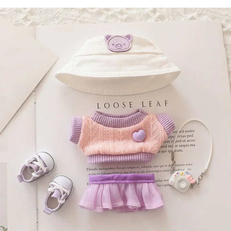 Vêtements de poupée Labubu 17cm, ensemble jupe en Tulle, sweat à capuche, robe en fil, tenue Mini V1 V2, accessoires pour poupées Labubu