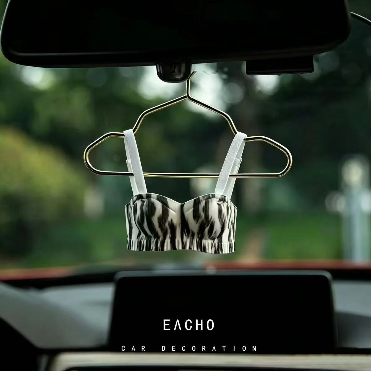 Sexy Bra Hanger Car Mirror Ornament, Cute Mini Leopard Print Clothes Hanging Auto Interior Pendant, Y2K Funny Women Car Decor