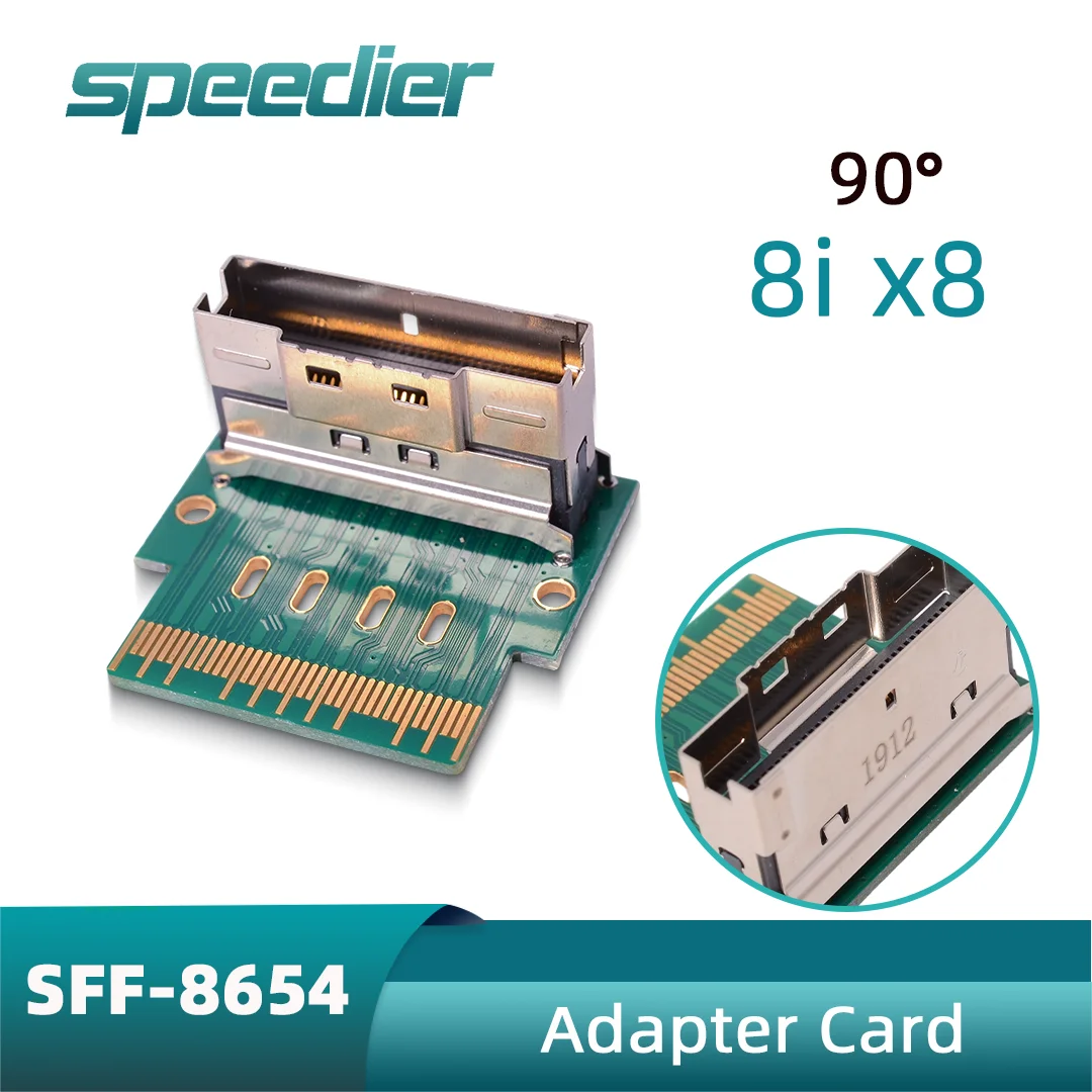 

90 ° Steering SFF-8654 8i X8 Interface Protection Card Adapter 90 Degree Gold Finger Function Signal Line PIN To PIN Connection