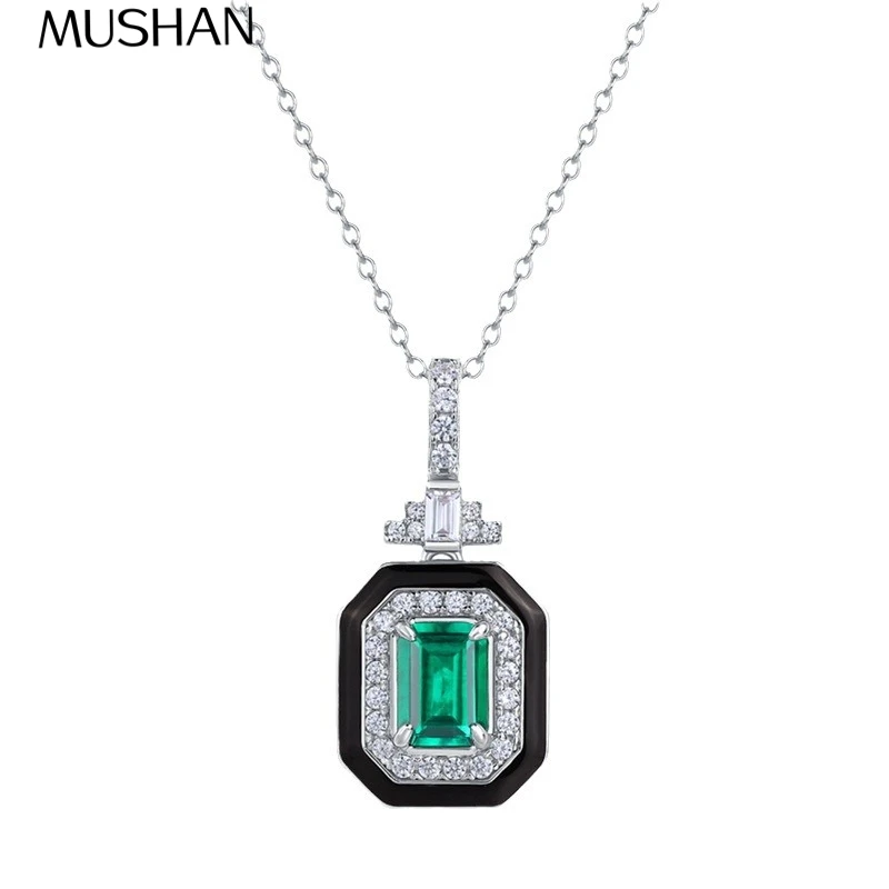 

Ювелирные изделия MuShan: ожерелье из стерлингового серебра 925 пробы с выращенным в лаборатории сапфиром в форме кушон, помолвочное ожерелье для женщин, позолоченное 18-каратным золотом