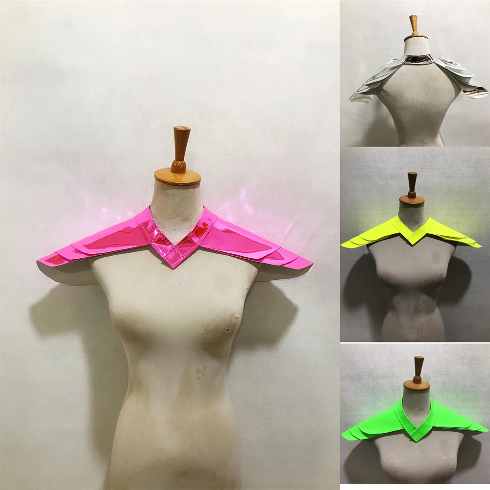 

Кожаные наплечники, жилет, серебряная летающая броня на плечо, аксессуары для выступлений на сцене, женский и мужской фестивальный костюм для вечеринки