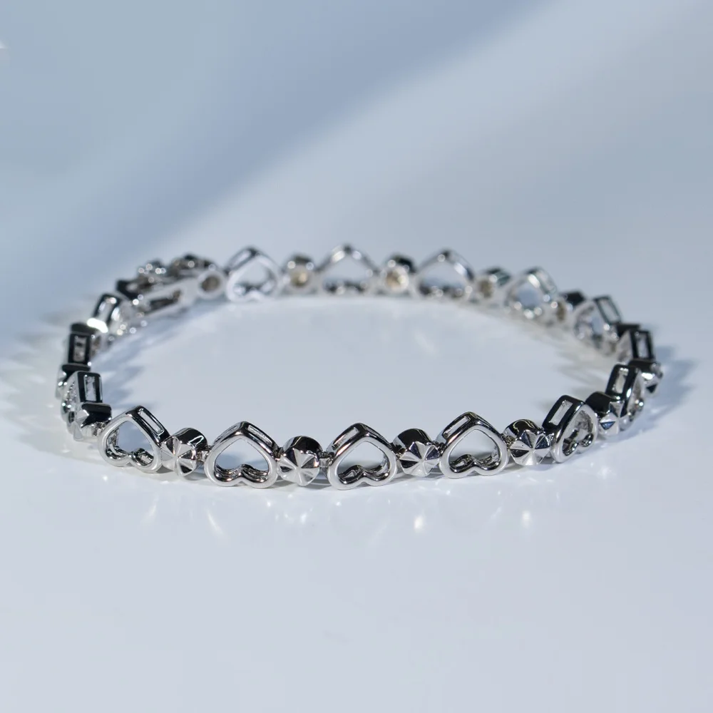 19CM Hollow Heart Design Chain Bracelet  Silver Heart Bracelet